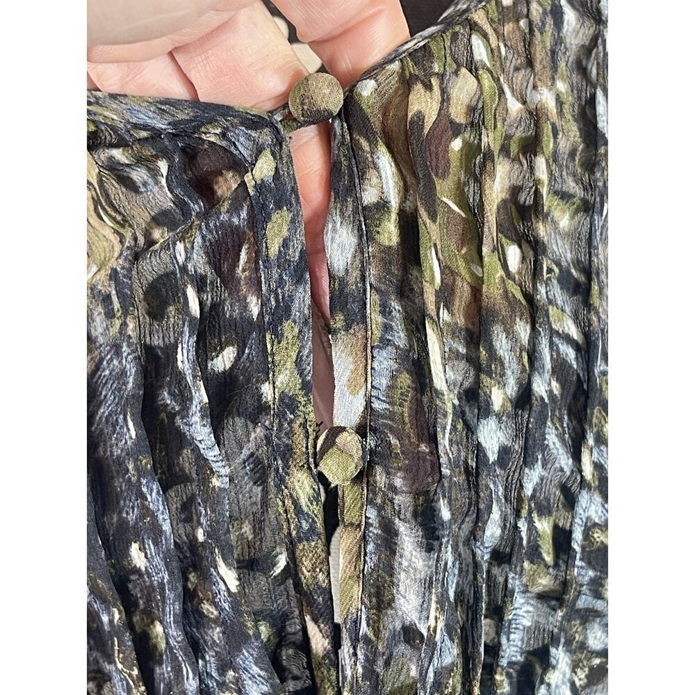 Plus Liz Claiborne vintage Boho blouse animal print brown black multi size 2X - Picture 5 of 8